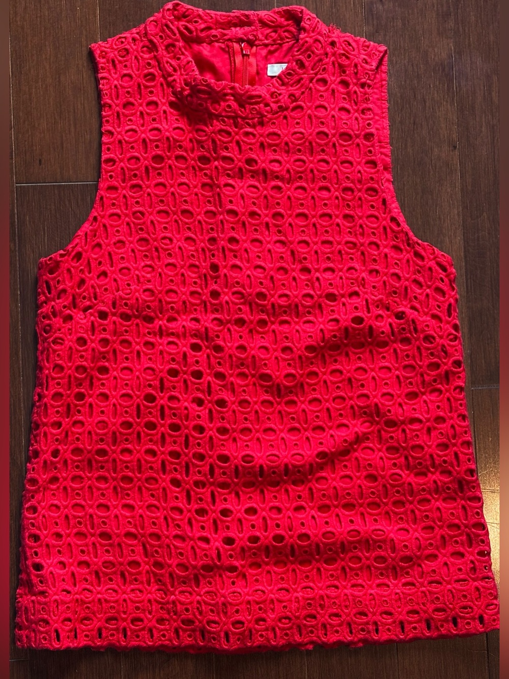 J. Crew Red Eyelet Sleeveless Tank